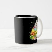 Weißer Poodle Bunny Dog Ostereier Basket Coo Zweifarbige Tasse (VorderseiteRechts)