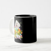 Weißer Poodle Bunny Dog Ostereier Basket Coo Zweifarbige Tasse (Vorderseite Links)