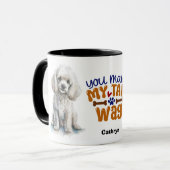 Weißer Poodle-Hund, den du mir zum Schwanz gibst Tasse (Vorderseite Links)