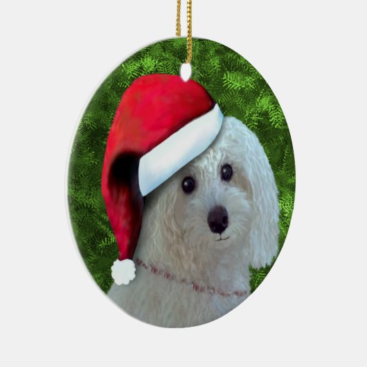 Weißer Poodle Keramik Ornament (Rechts)