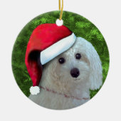 Weißer Poodle Keramik Ornament (Vorne)