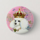 Weißer Poodle-Prinzessin mit Hummingbirds Button (Vorderseite)
