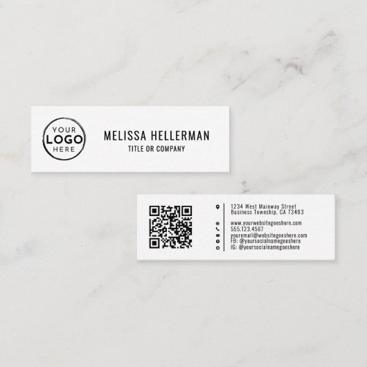 Weißer professioneller Logo-QR-Code Mini Visitenkarte (Vorne/Hinten)