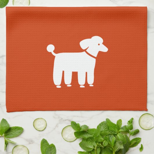 Weißer Pudel auf kundengerechter Farbe Geschirrtuch (Gefaltet)