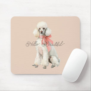 Weißer Pudel Hund Hallo Schön Mousepad