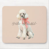 Weißer Pudel Hund Hallo Schön Mousepad (Vorne)