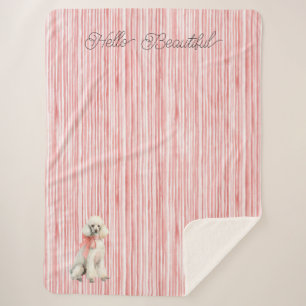 Weißer Pudel-Hund Hallo Schöne Rote Streifen Sherpadecke