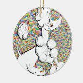 Weißer Pudel Keramik Ornament (Links)