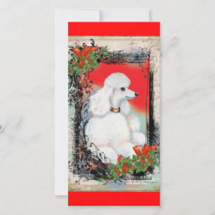 Weißer Pudel Weihnachten Vintage-Stil Karte
