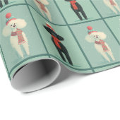 Weißer Pudel Winter Muster Geschenkpapier (Rolleneckpunkt)