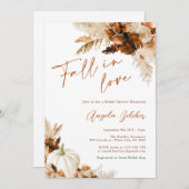 Weißer Pumpkin Fall in Liebe Brautparty Einladung (Vorne/Hinten)