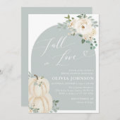 Weißer Pumpkin Fall in Liebe Brautparty Einladung (Vorne/Hinten)