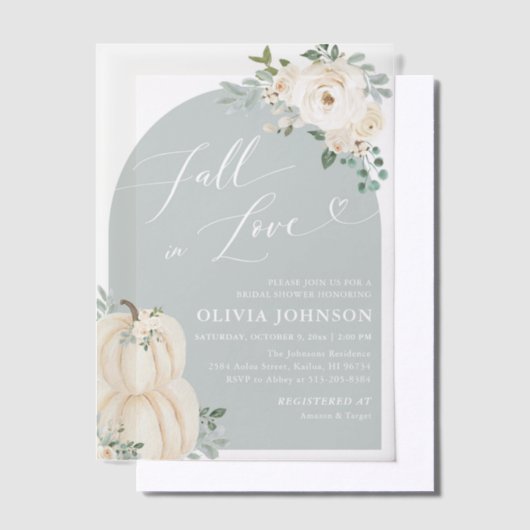 Weißer Pumpkin Fall in Liebe Brautparty Pergament Einladungen (Versetzt)