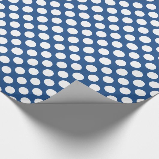 Weißer Punkt über dunkelblauem Hintergrund Geschenkpapier (Ecke)