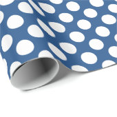 Weißer Punkt über dunkelblauem Hintergrund Geschenkpapier (Rolleneckpunkt)