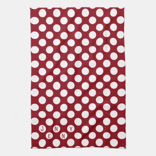 Weißer Punkt über rotem Hintergrund Geschirrtuch (Vertikal)