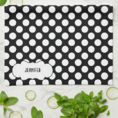 Weißer Punkt über schwarzem Hintergrund 2 Geschirrtuch (Gefaltet)