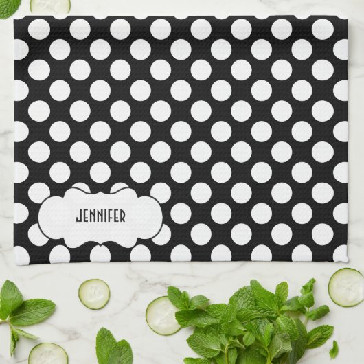 Weißer Punkt über schwarzem Hintergrund 2 Geschirrtuch (Gefaltet)