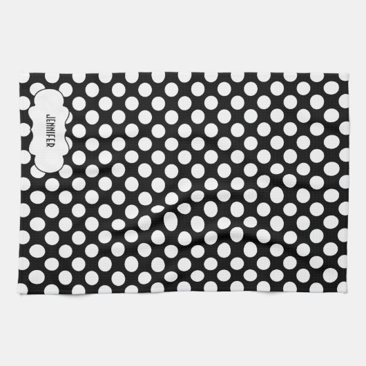 Weißer Punkt über schwarzem Hintergrund 2 Geschirrtuch (Horizontal)