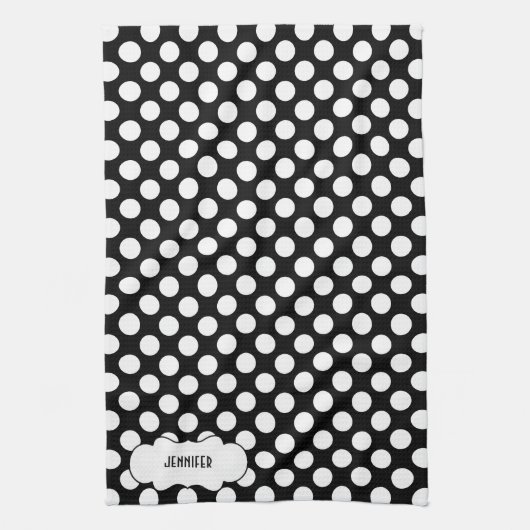 Weißer Punkt über schwarzem Hintergrund 2 Geschirrtuch (Vertikal)