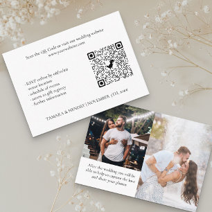 Weißer QR-Code für Online-RSVP und Hochzeit auf Fo Begleitkarte