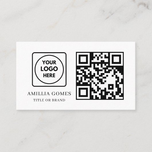 Weißer QR-Code | Moderne minimalistische benutzerd Visitenkarte (Vorderseite)