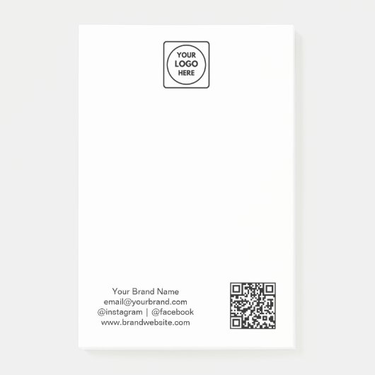 Weißer QR | Minimales Business-Logo-Design Post-it Klebezettel (Vorderseite)