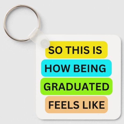 Weißer quadrat Schlüsselanhänger SO_THIS_IS_HOW_BE (Vorderseite)