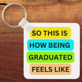 Weißer quadrat Schlüsselanhänger SO_THIS_IS_HOW_BE (Vorderseite)