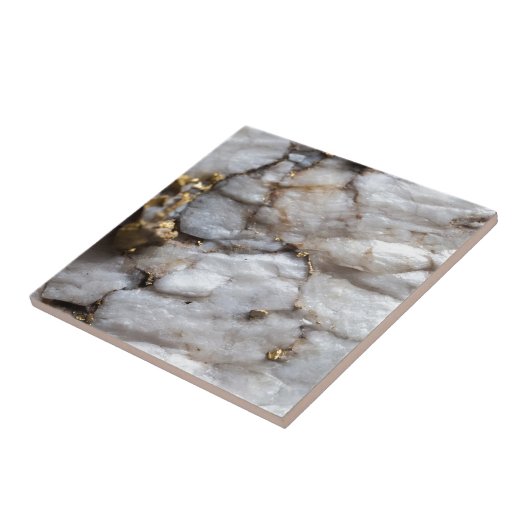 Weißer Quarz mit GoldVeining Fliese (Seite)