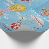 WEISSER RABBIT, CHICKEN, BALONS MIT OSTEREIERN GESCHENKPAPIER (Ecke)