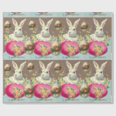 WEISSER RABBIT MIT OSTEREN EI- UND FRÜHBLUMEN GESCHENKPAPIER (Flach)