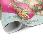 WEISSER RABBIT MIT OSTEREN EI- UND FRÜHBLUMEN GESCHENKPAPIER (Rolleneckpunkt)