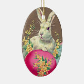 WEISSER RABBIT MIT OSTEREN EI- UND FRÜHBLUMEN KERAMIK ORNAMENT (Rechts)