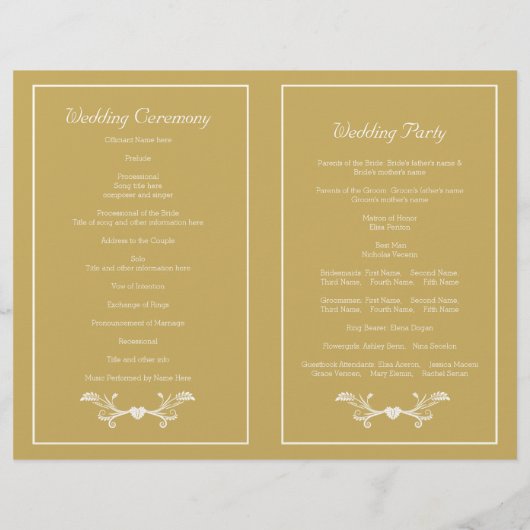 Weißer Rahmen, Initialen gefaltetes Goldhochzeitpr (Rückseite)