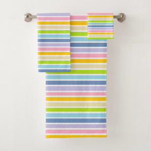 Weißer Rainbow-Streifen Badhandtuch Set