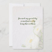 Weißer Ranunculus auf strukturiertem Papier danke Karte (Rückseite)