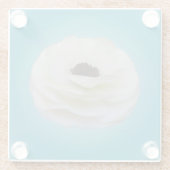 Weißer Ranunculus-Blumen-Glas-Untersetzer Glasuntersetzer (Rückseite)