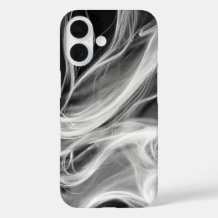 Weißer Rauch auf Schwarz iPhone 16 Hülle