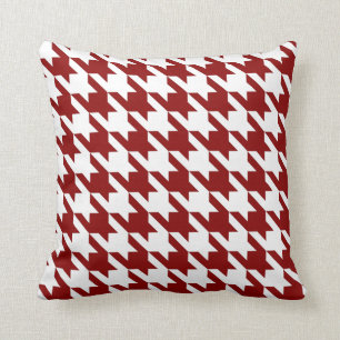 Weißer Red Pied De Poule Houndstooth Kissen