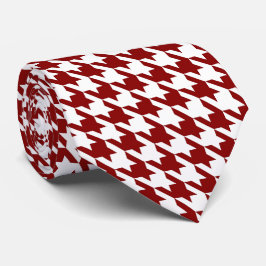 Weißer Red Pied de Poule Houndstooth Krawatte