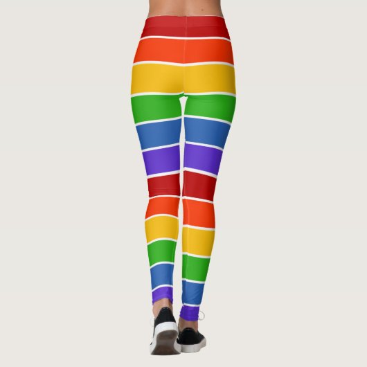 Weißer Regenbogen gestreift Leggings (Rückseite)