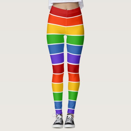 Weißer Regenbogen gestreift Leggings (Vorderseite)