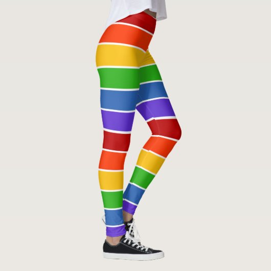 Weißer Regenbogen gestreift Leggings (Rechts)