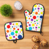 Weißer Regenbogen Set Ofen Mitt und Töpfchen (Oben Unten)