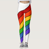 Weißer Regenbogen Streifen Leggings (Vorderseite)