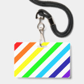 Weißer Regenbogen Streifen Name / Pronoun Abzeiche Ausweis (Back with Lanyard)