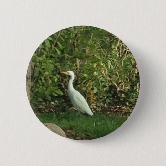 Weißer Reiher Button (Vorderseite)