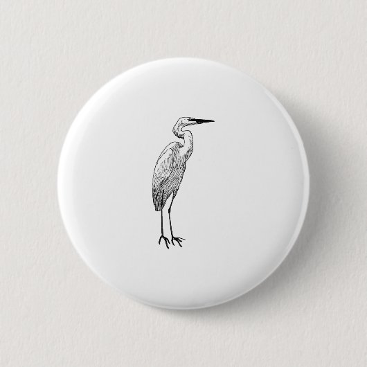 Weißer Reiher Button (Vorderseite)