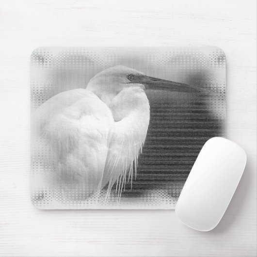Weißer Reiher Mousepad (Mit Mouse)